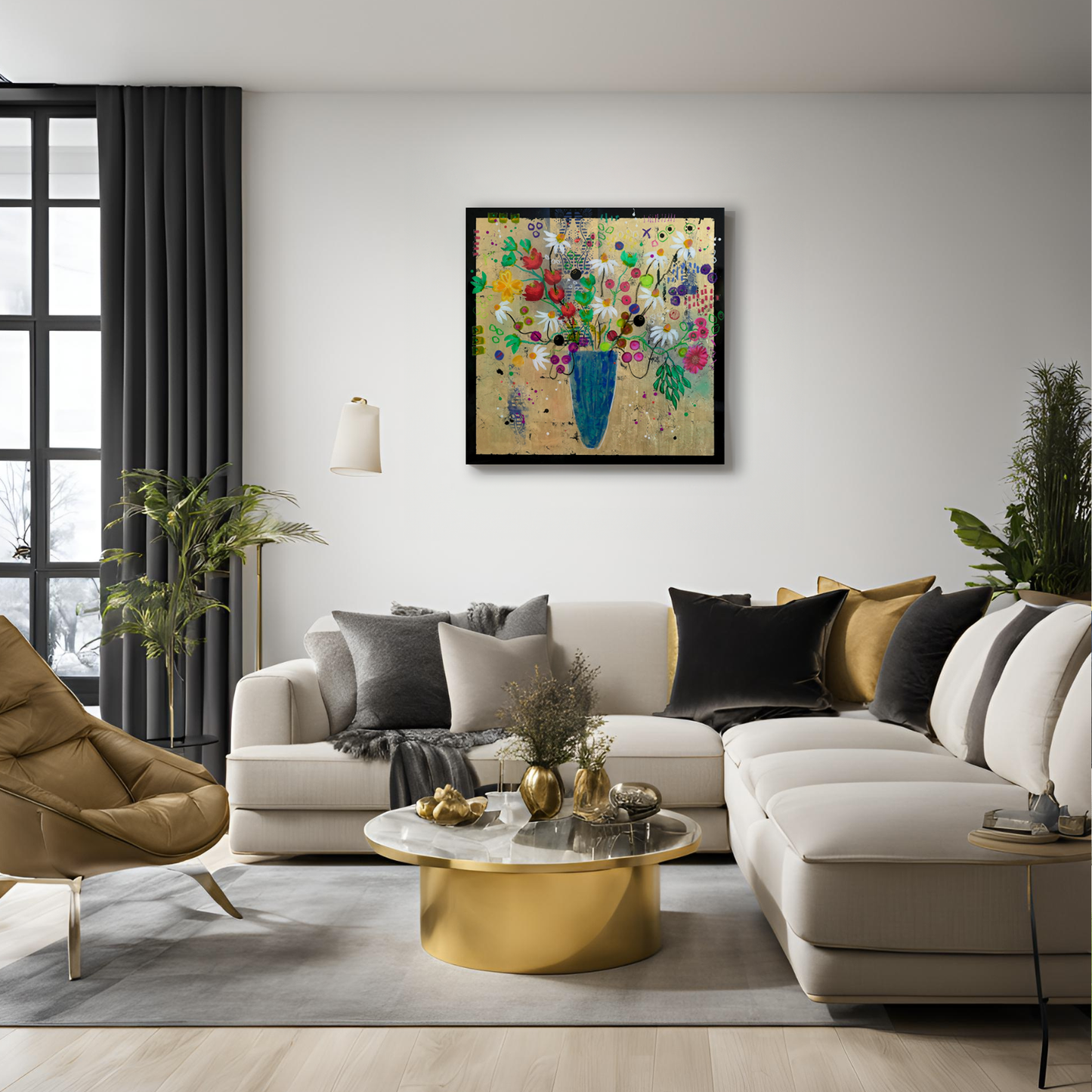 Floral - Golden Glamour (Wall Art)