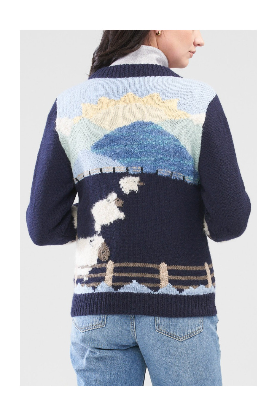 The Best Leather and Knit Wear of New Zealand Dreamtime Sheep Sweater Hand Knitted Womens Knitwear NZ Womens Knitwear BONZ